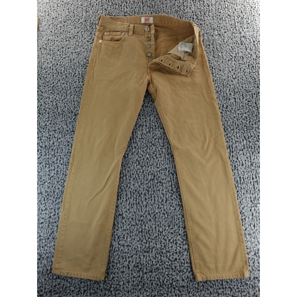 Levi's 501 Button Fly Tan Khaki Straight Leg Jeans Men's 33x34